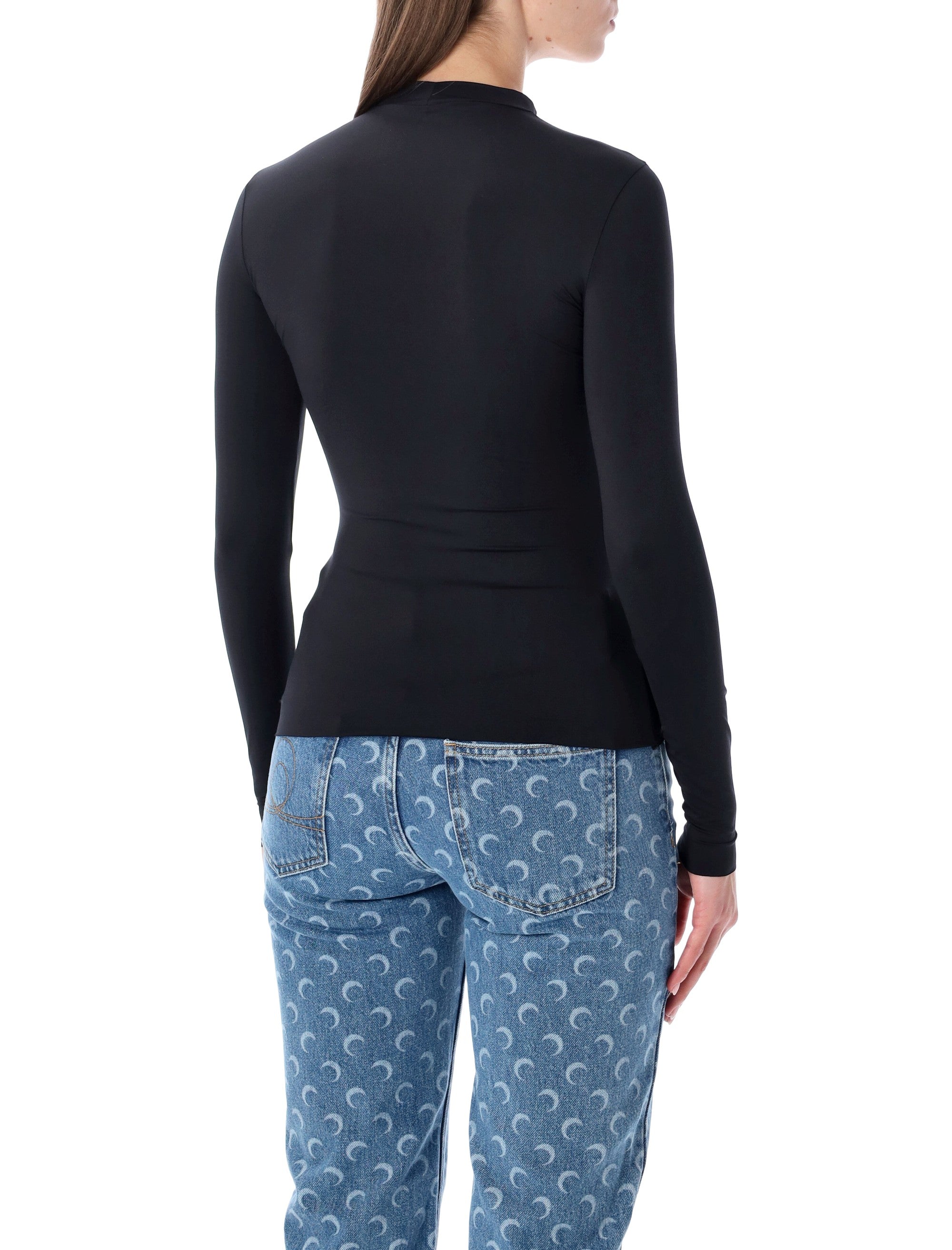 Marine Serre high neck Moon Crystal top Black Polyamide