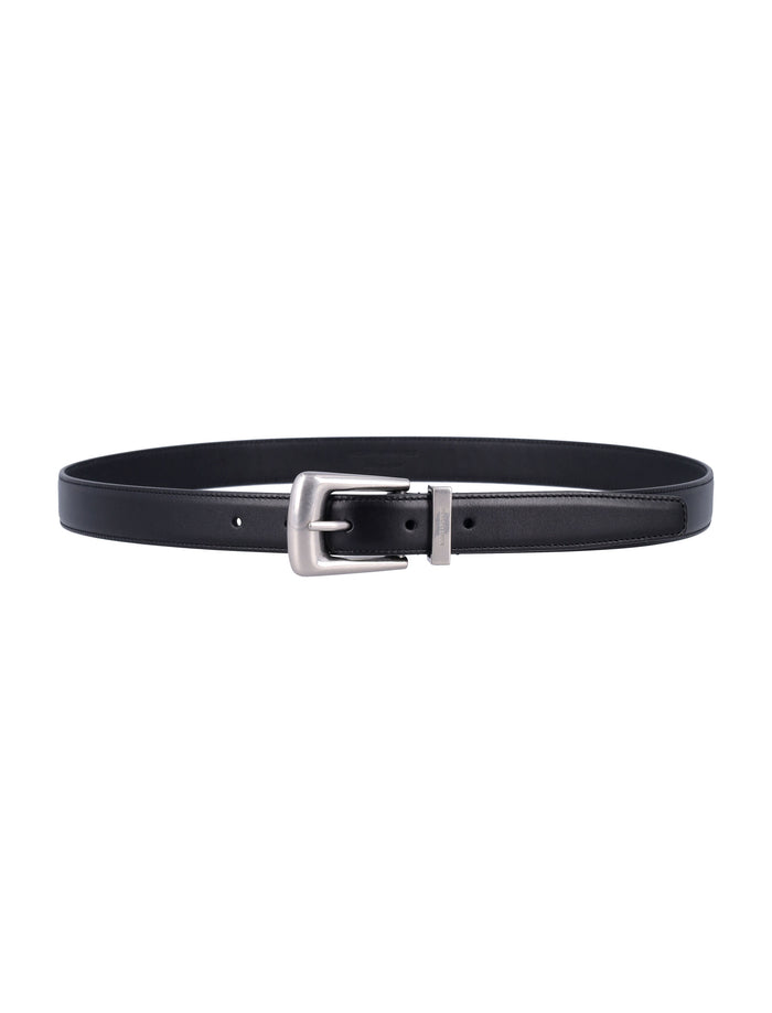 Saint Laurent Folk Smooth Leather Belt Black Calf Skin