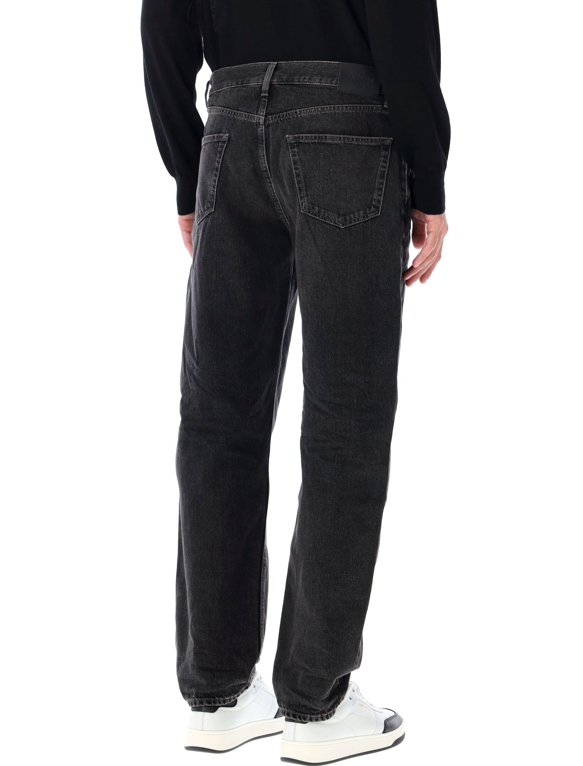 Saint Laurent Mick Straight-Leg Jeans Black Westwood Cotton