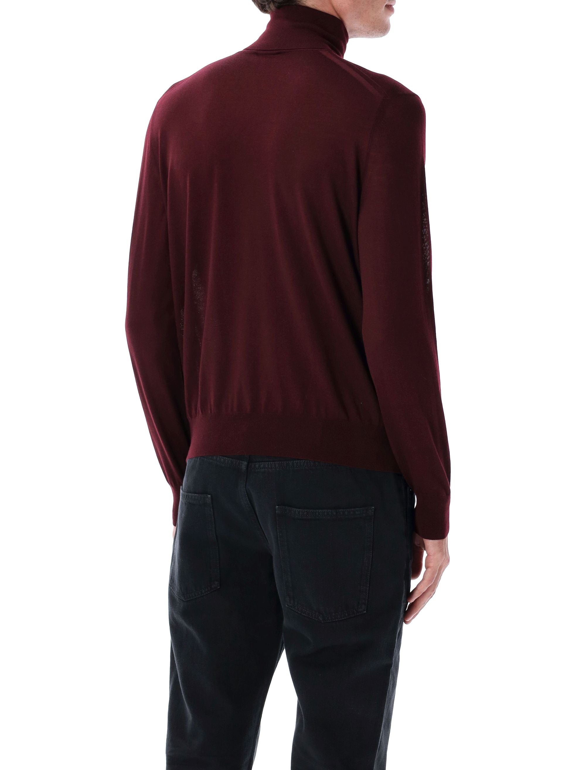 Saint Laurent Fine Wool Turtleneck Sweater Bordeaux
