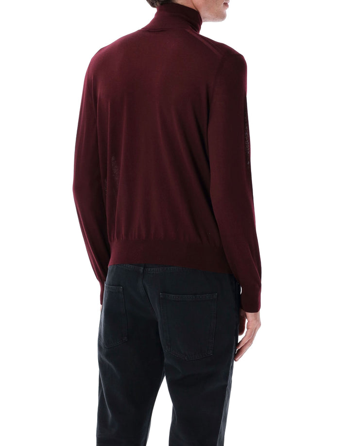 Saint Laurent Fine Wool Turtleneck Sweater Bordeaux