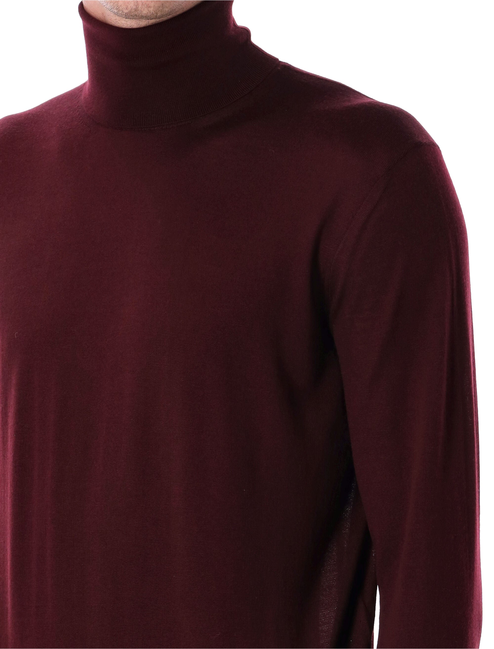 Saint Laurent Fine Wool Turtleneck Sweater Bordeaux