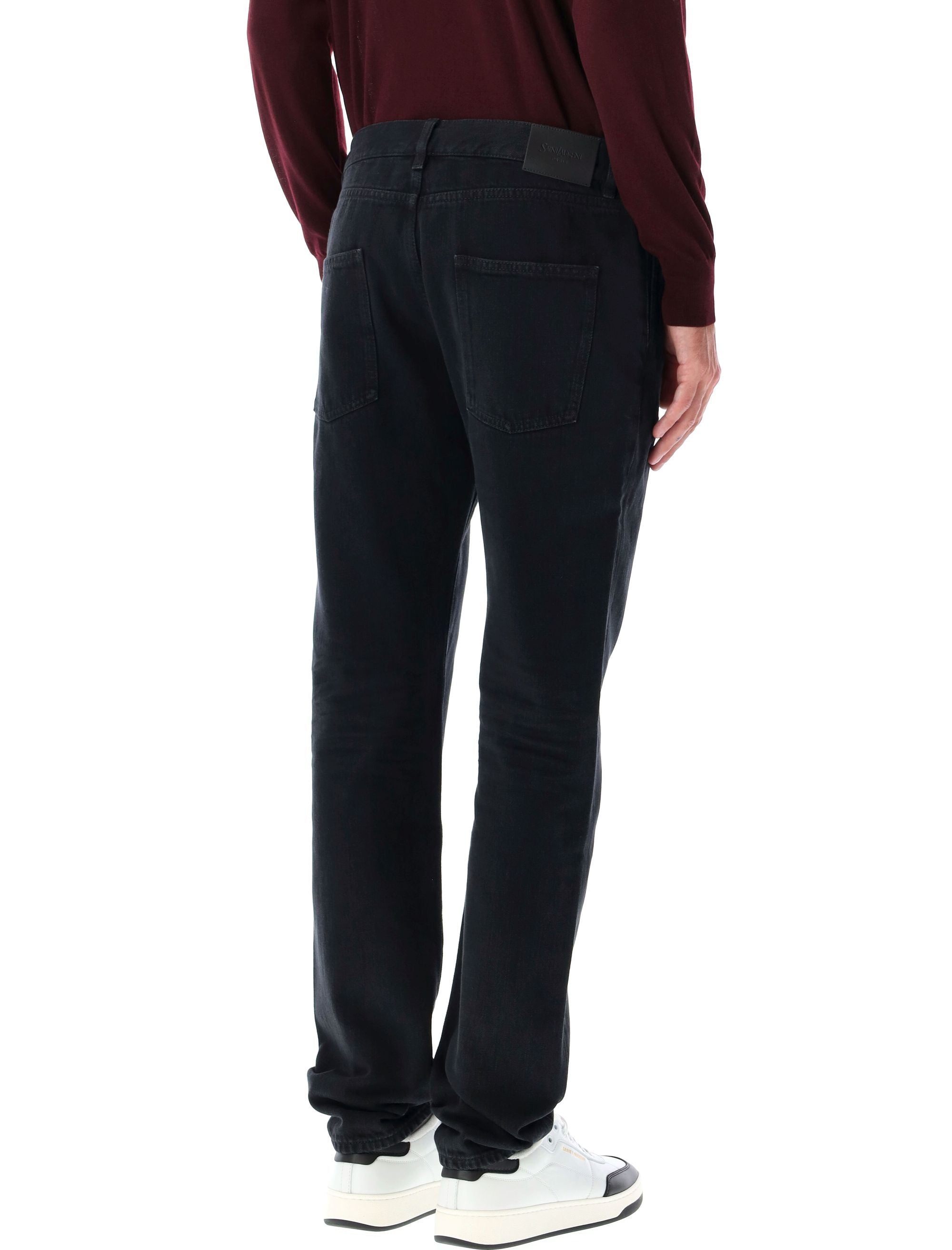 Saint Laurent Low-Rise Slim Jeans Black Carbon Cotton