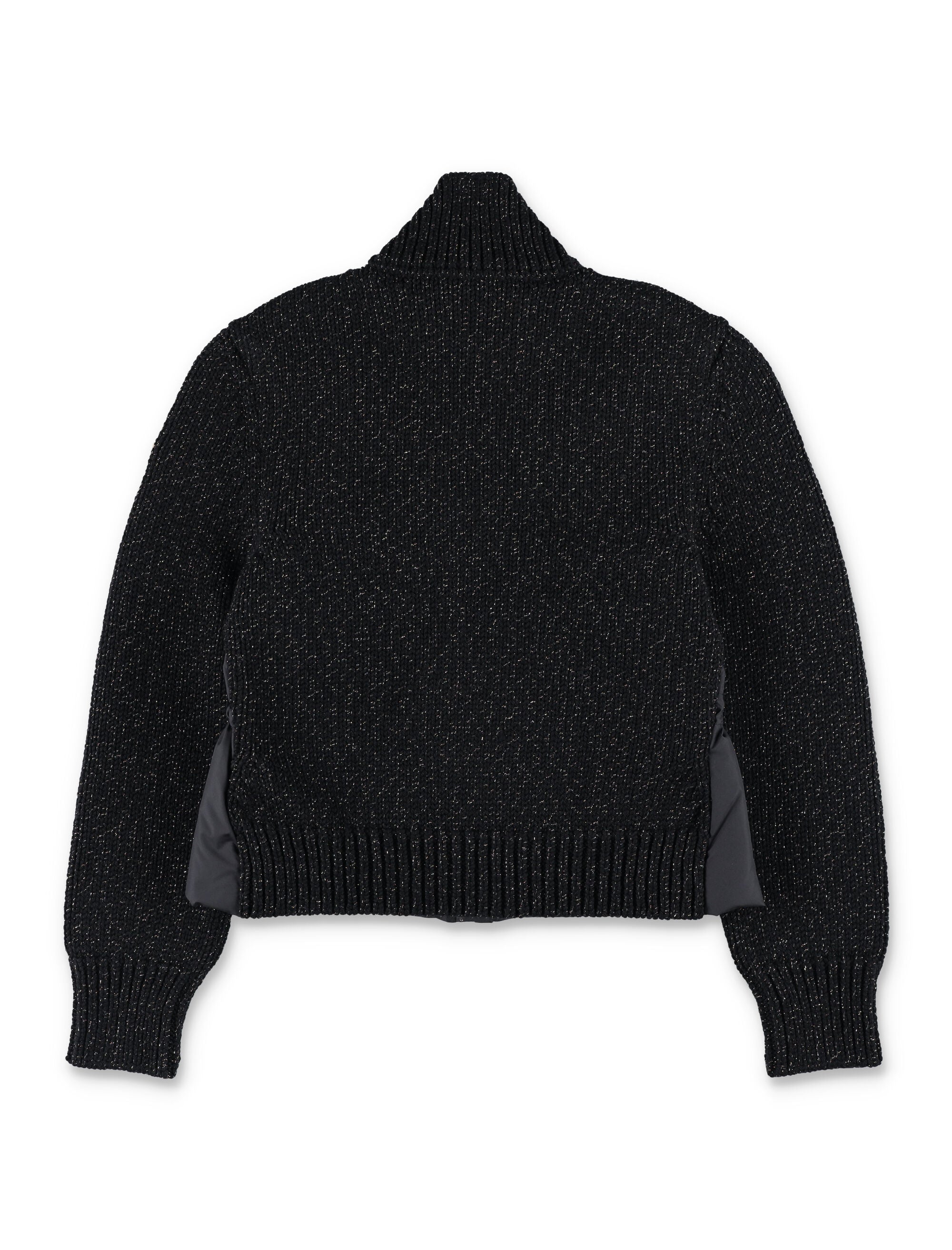 Moncler metallic merino wool padded zip-up cardigan for kids Black Polyester