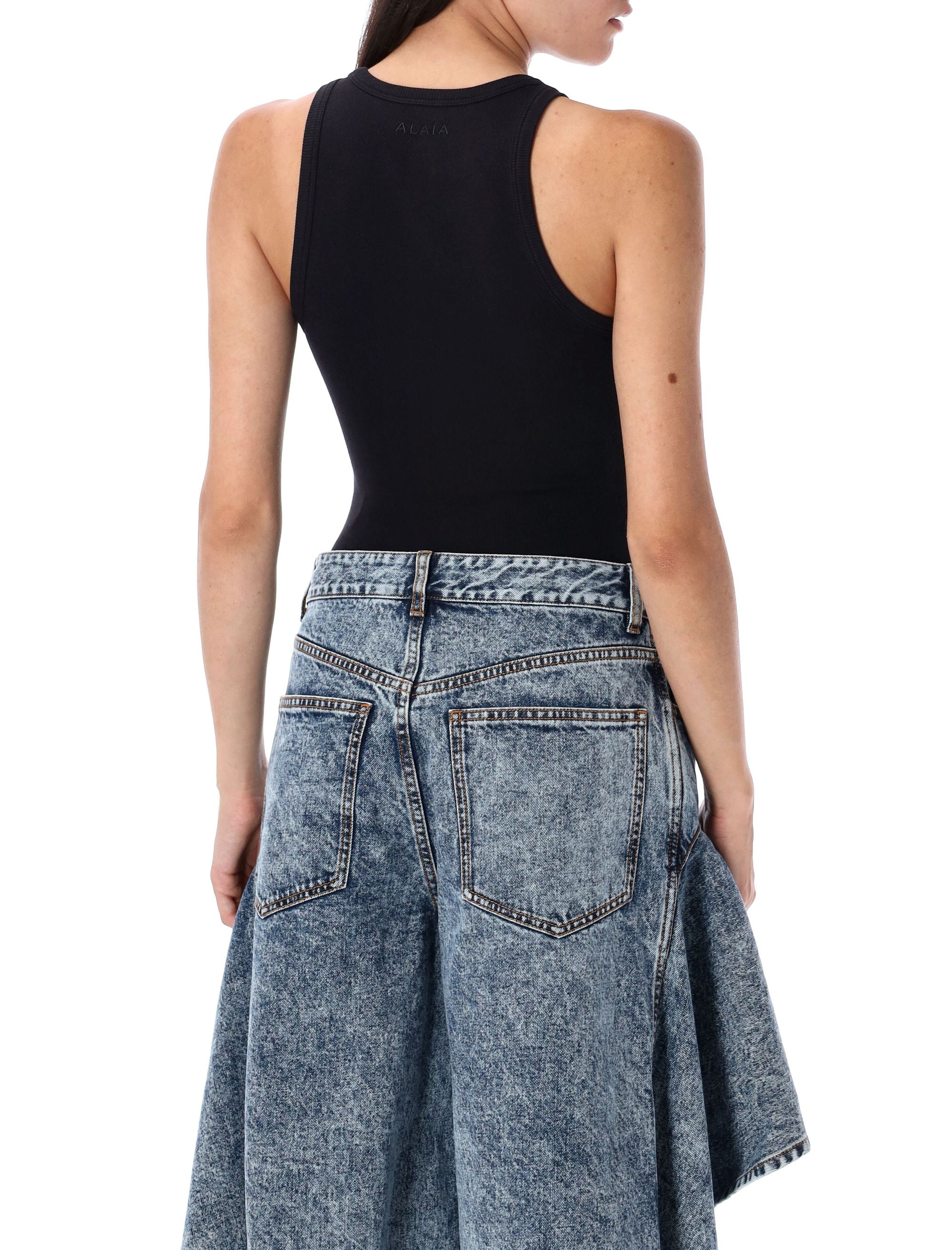 Sculpting-rib jersey bodysuit Black Cotton