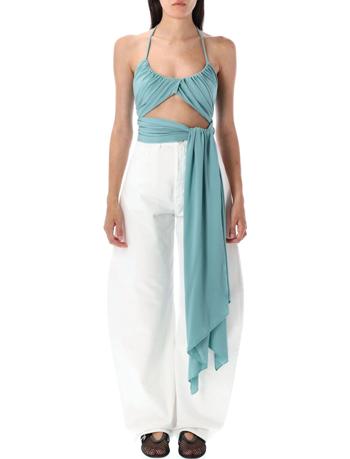Cross pleat top Blue Light Ocean Viscose