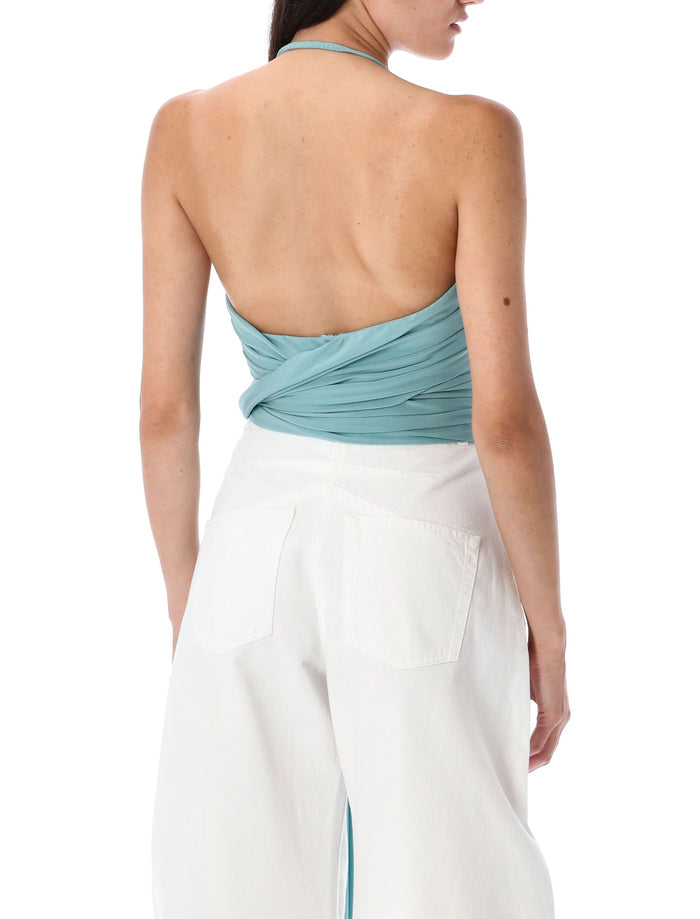 Cross pleat top Blue Light Ocean Viscose