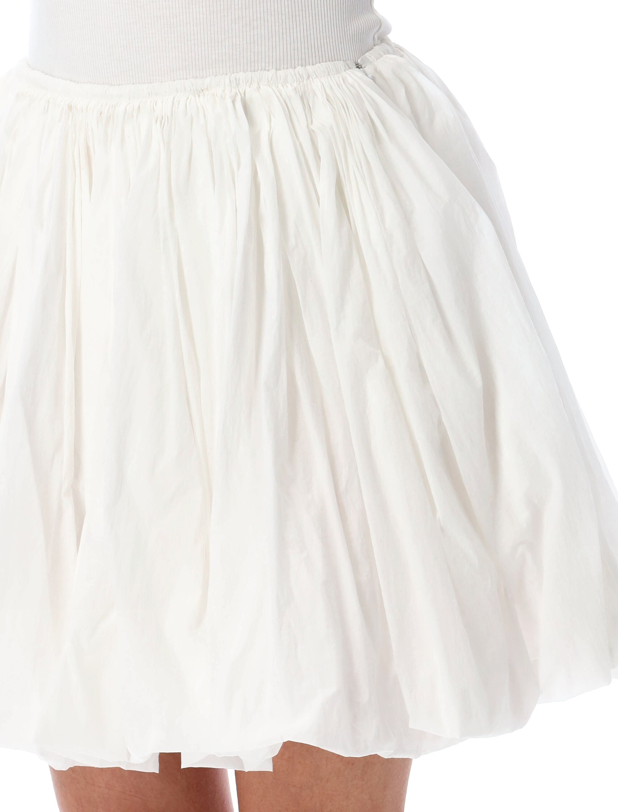 Soft nylon Bubble mini skirt White Polyamide