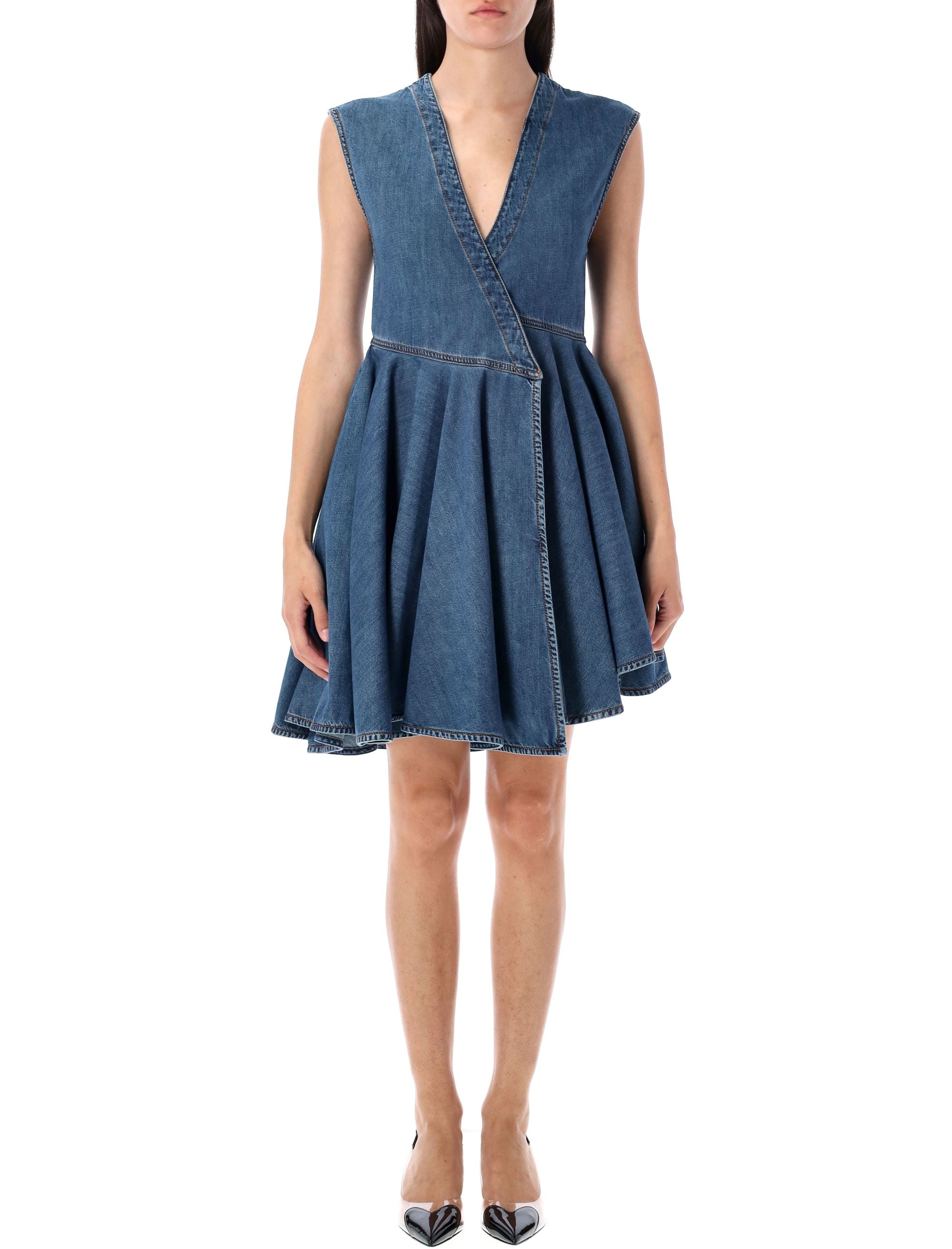Denim wrap mini dress Blue Mineral Cotton