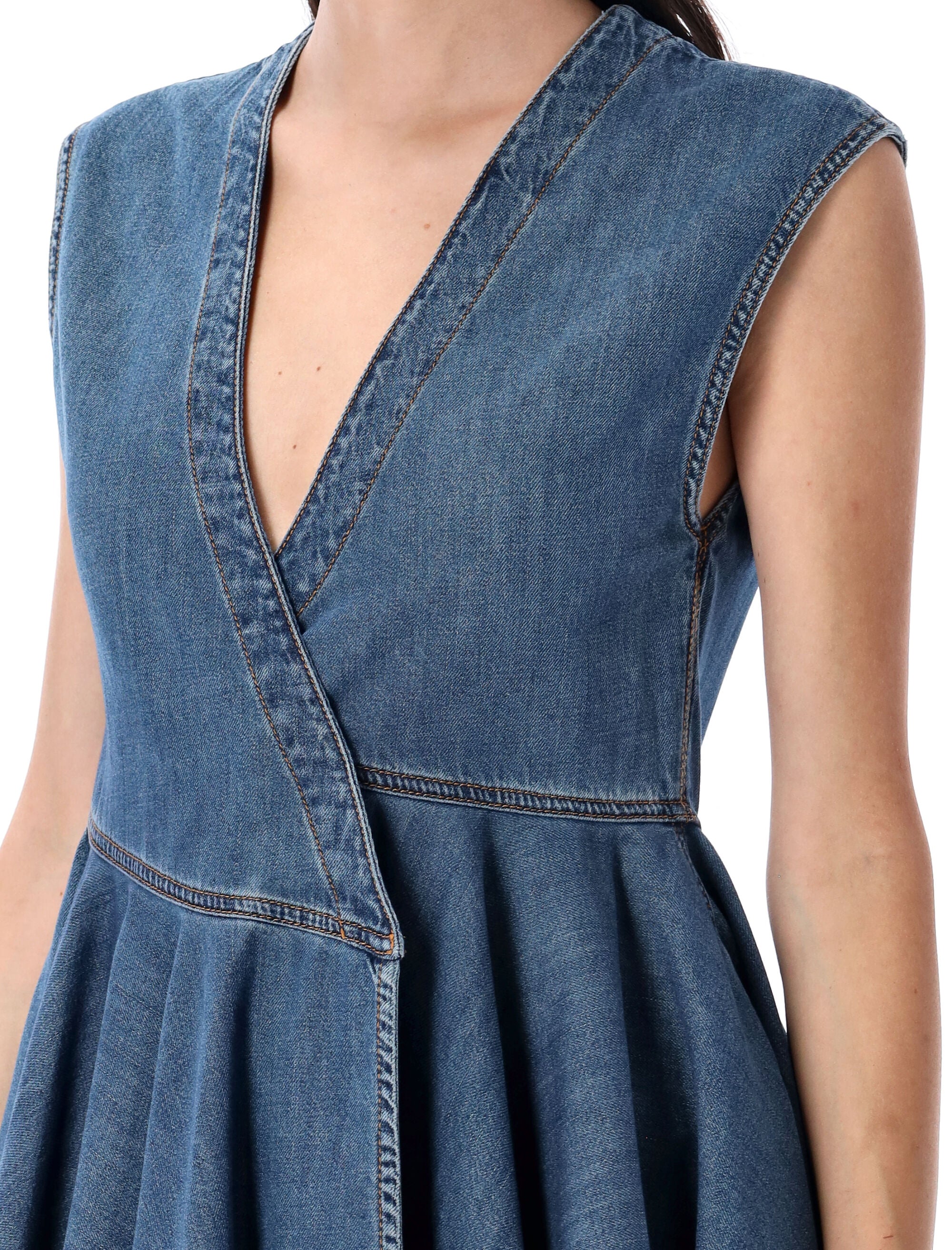 Denim wrap mini dress Blue Mineral Cotton