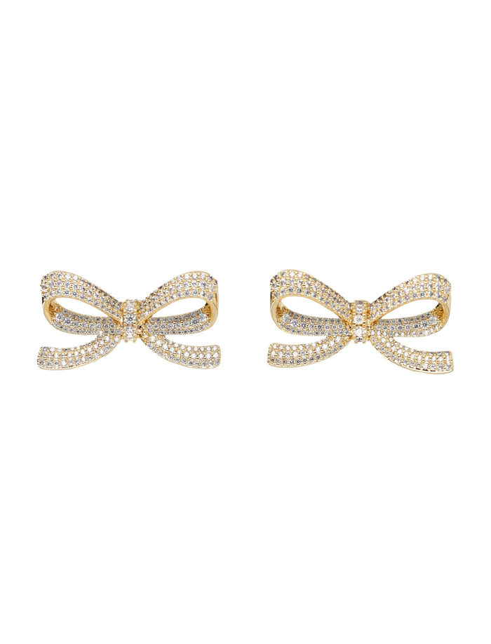 Self-Portrait Gold Crystal Bow Earrings Copper