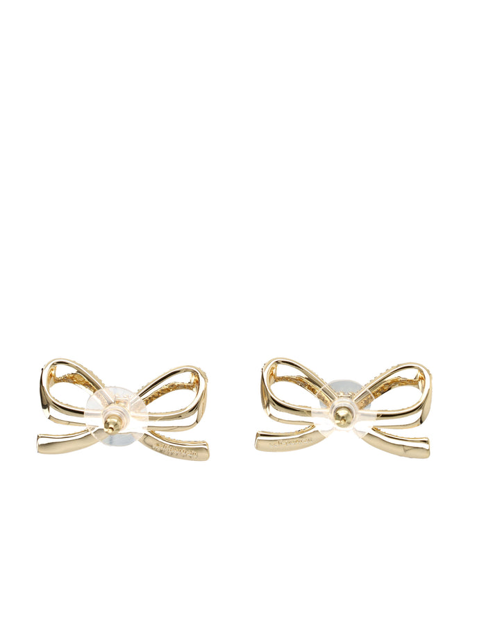 Self-Portrait Gold Crystal Bow Earrings Copper