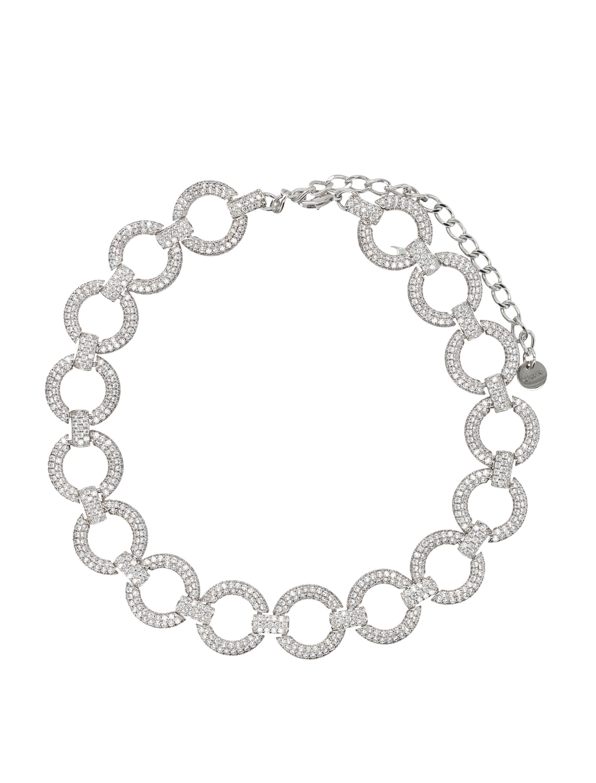 Self-Portrait crystal link choker necklace Silver Copper