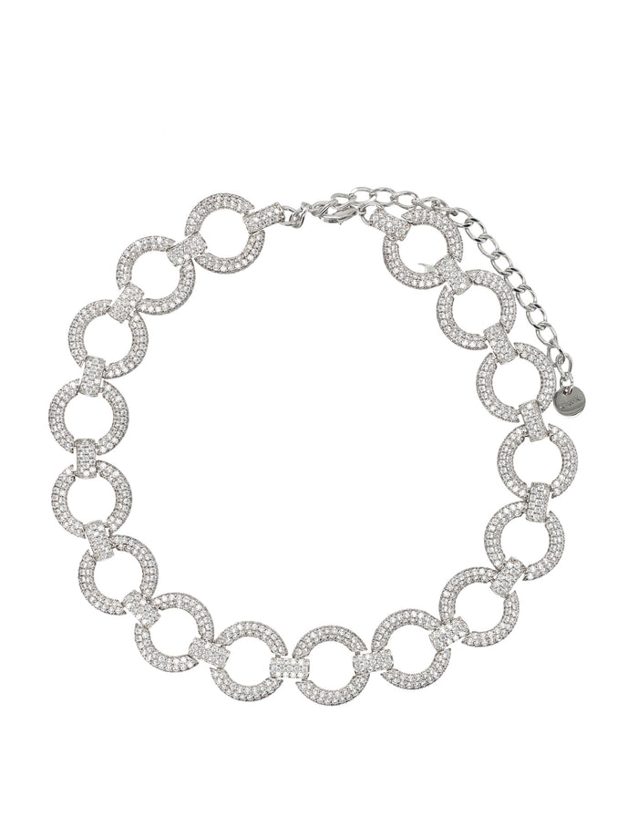 Self-Portrait crystal link choker necklace Silver Copper