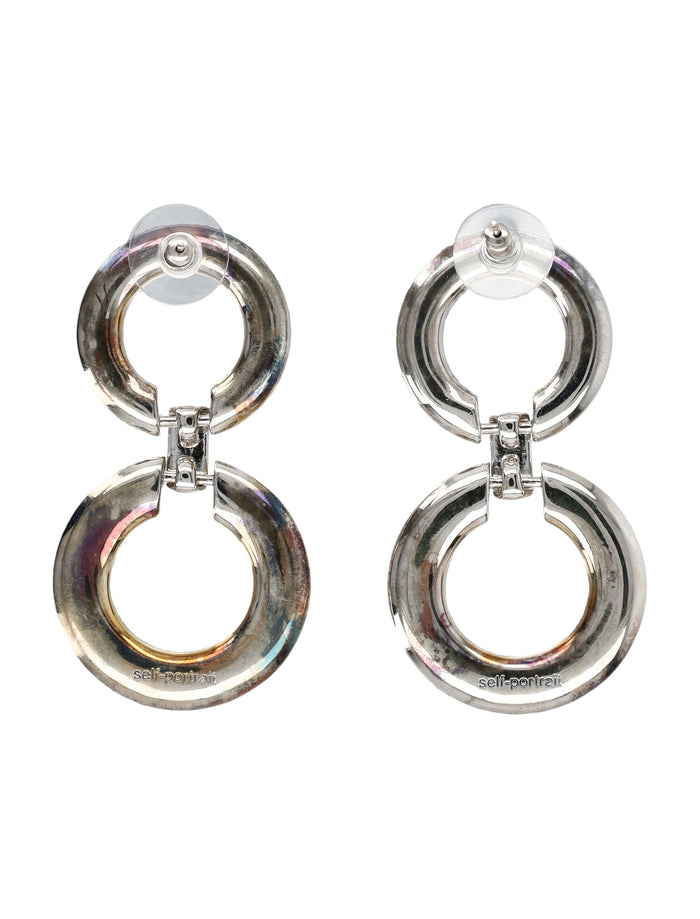 Self-Portrait silver crystal chain link earrings Copper