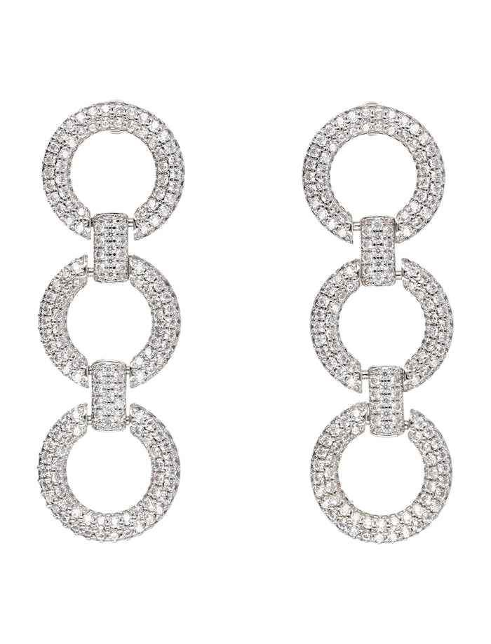 Self-Portrait crystal link three-tiered earrings Silver Copper