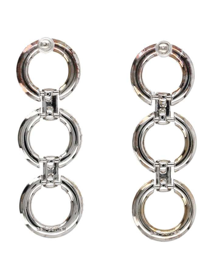 Self-Portrait crystal link three-tiered earrings Silver Copper