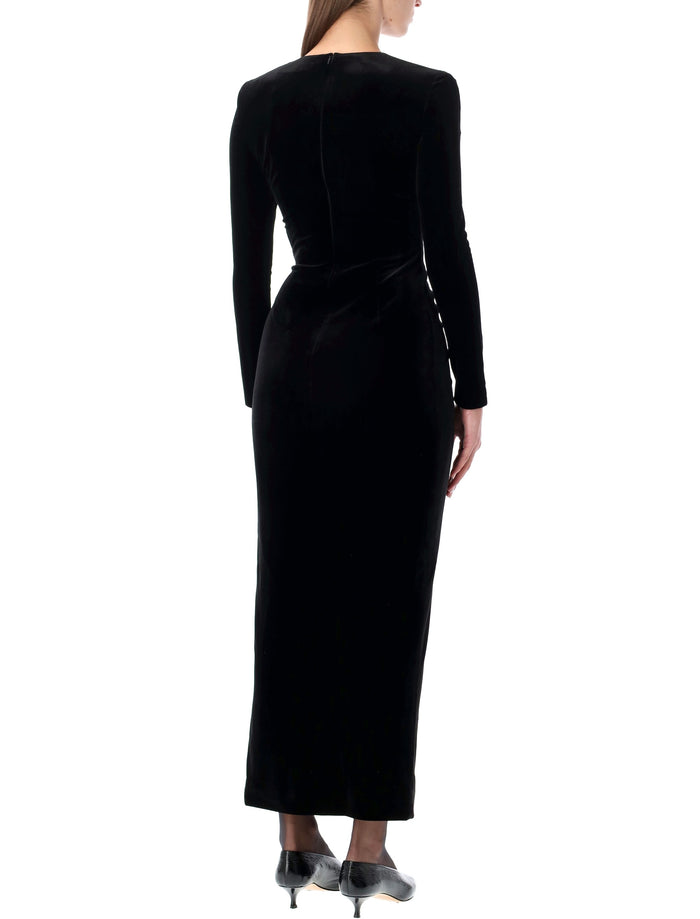 Self-Portrait black velvet embellished maxi dress Polyester