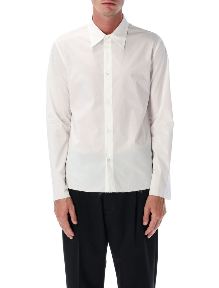 Mm6 Maison Margiela White Cotton Shirt With Raw Hem