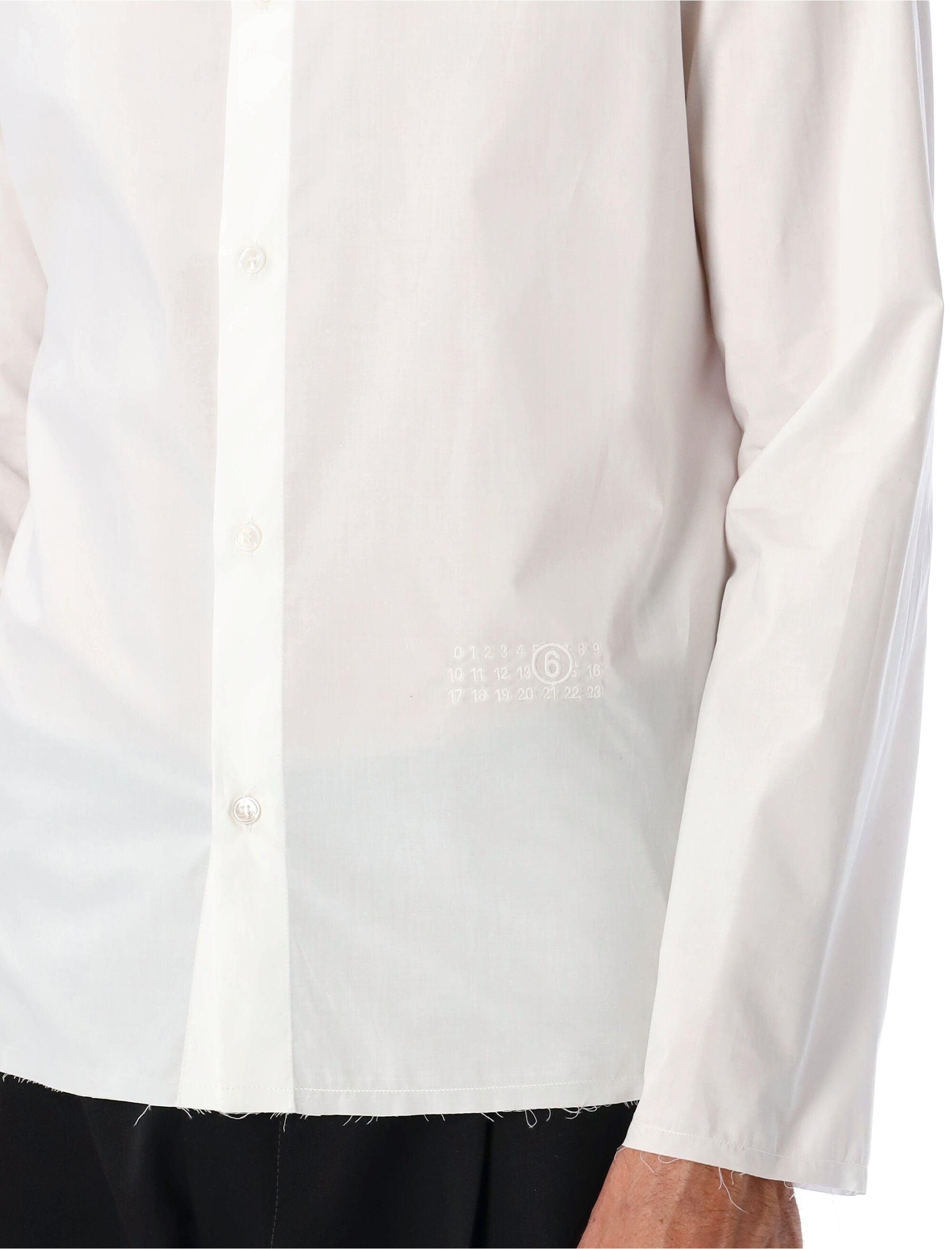 Mm6 Maison Margiela White Cotton Shirt With Raw Hem
