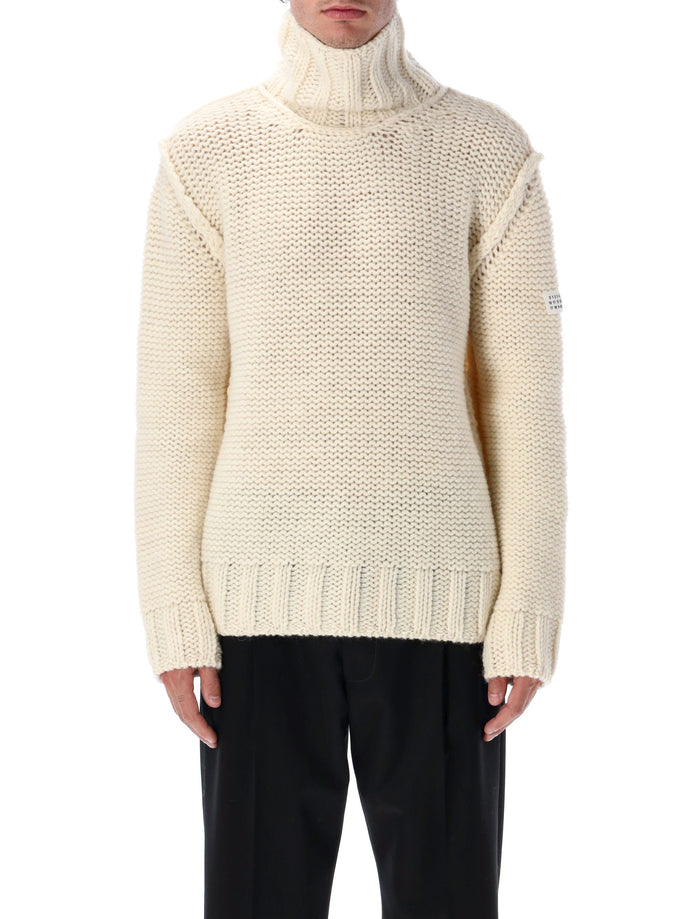 MM6 Maison Margiela Chunky Wool Turtleneck Jumper Off White Virgin Sweater