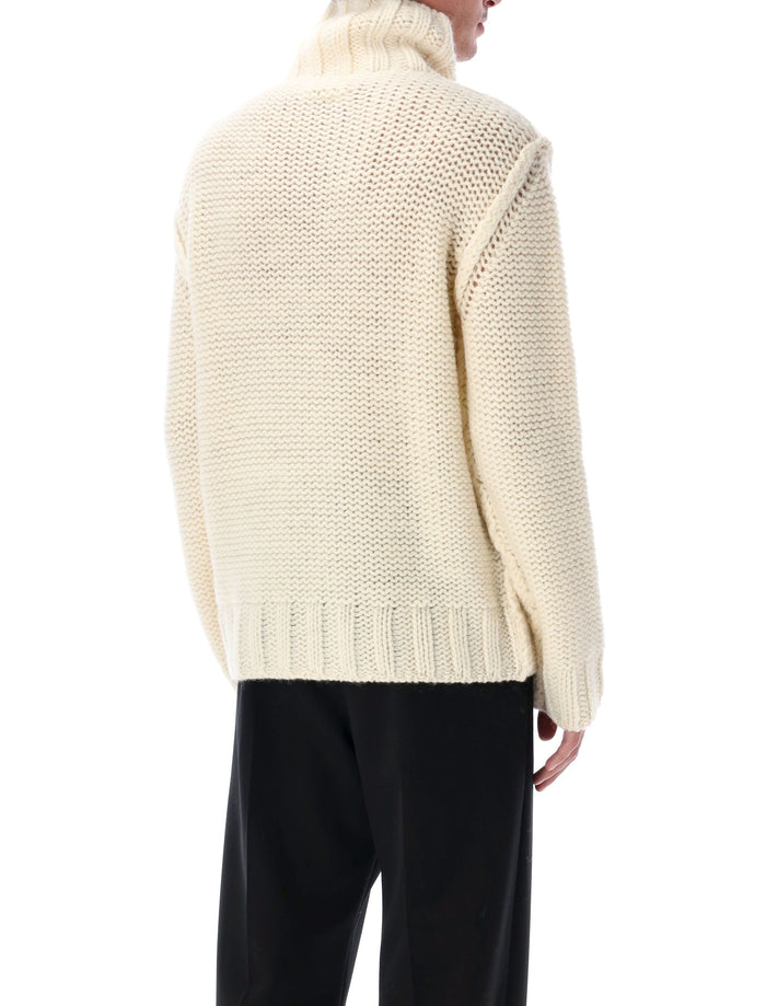 MM6 Maison Margiela Chunky Wool Turtleneck Jumper Off White Virgin Sweater