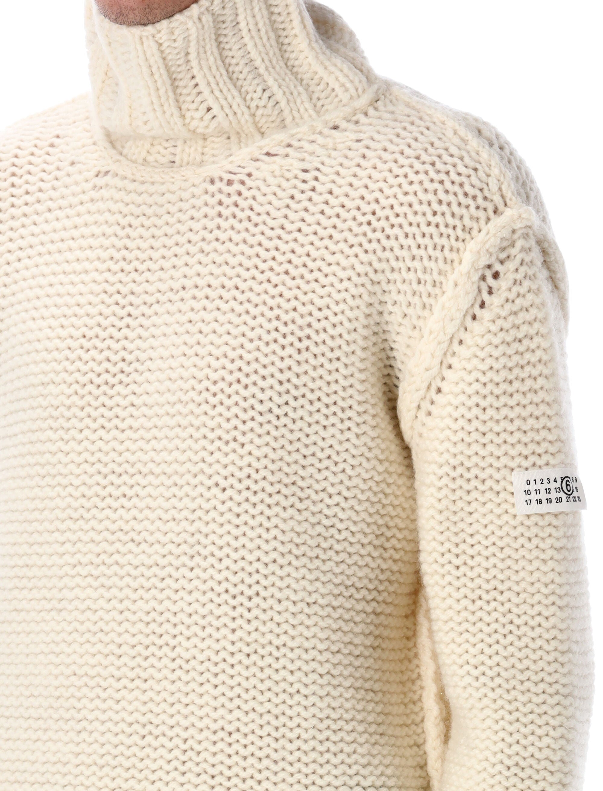 MM6 Maison Margiela Chunky Wool Turtleneck Jumper Off White Virgin Sweater