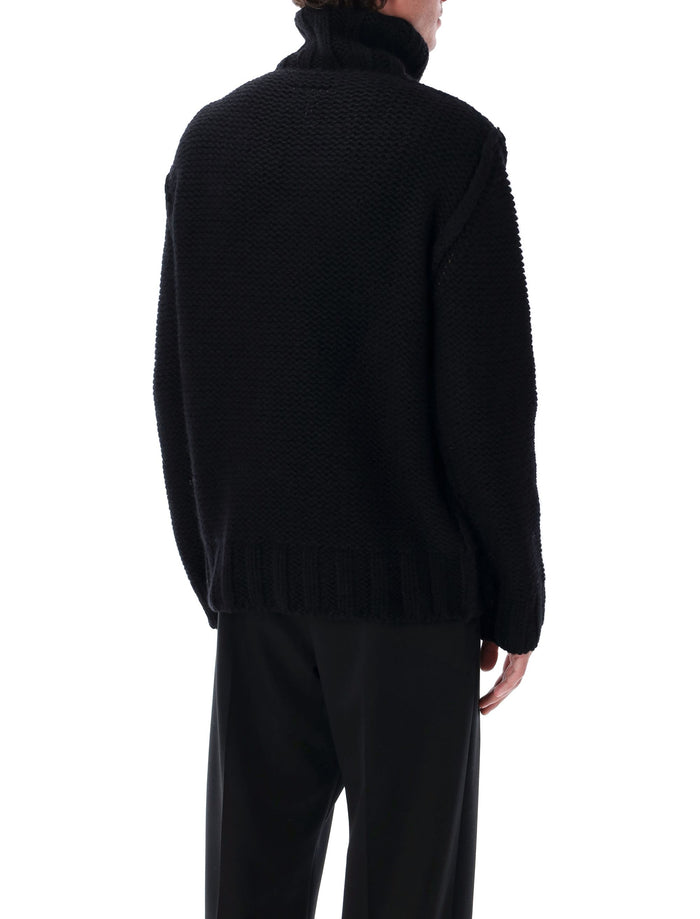 MM6 Maison Margiela Chunky Wool Turtleneck Jumper Black Virgin Sweater