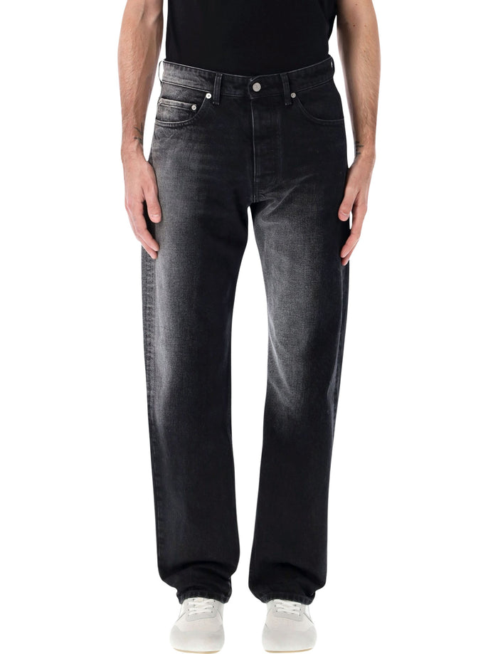 Mm6 Maison Margiela Faded Straight-Leg Jeans Black Cotton