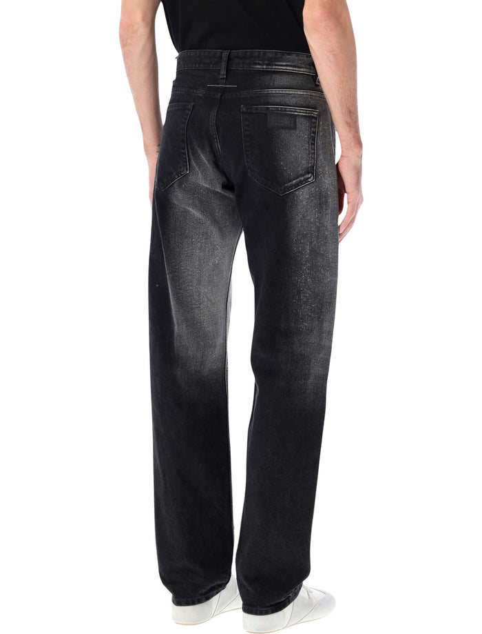 Mm6 Maison Margiela Faded Straight-Leg Jeans Black Cotton