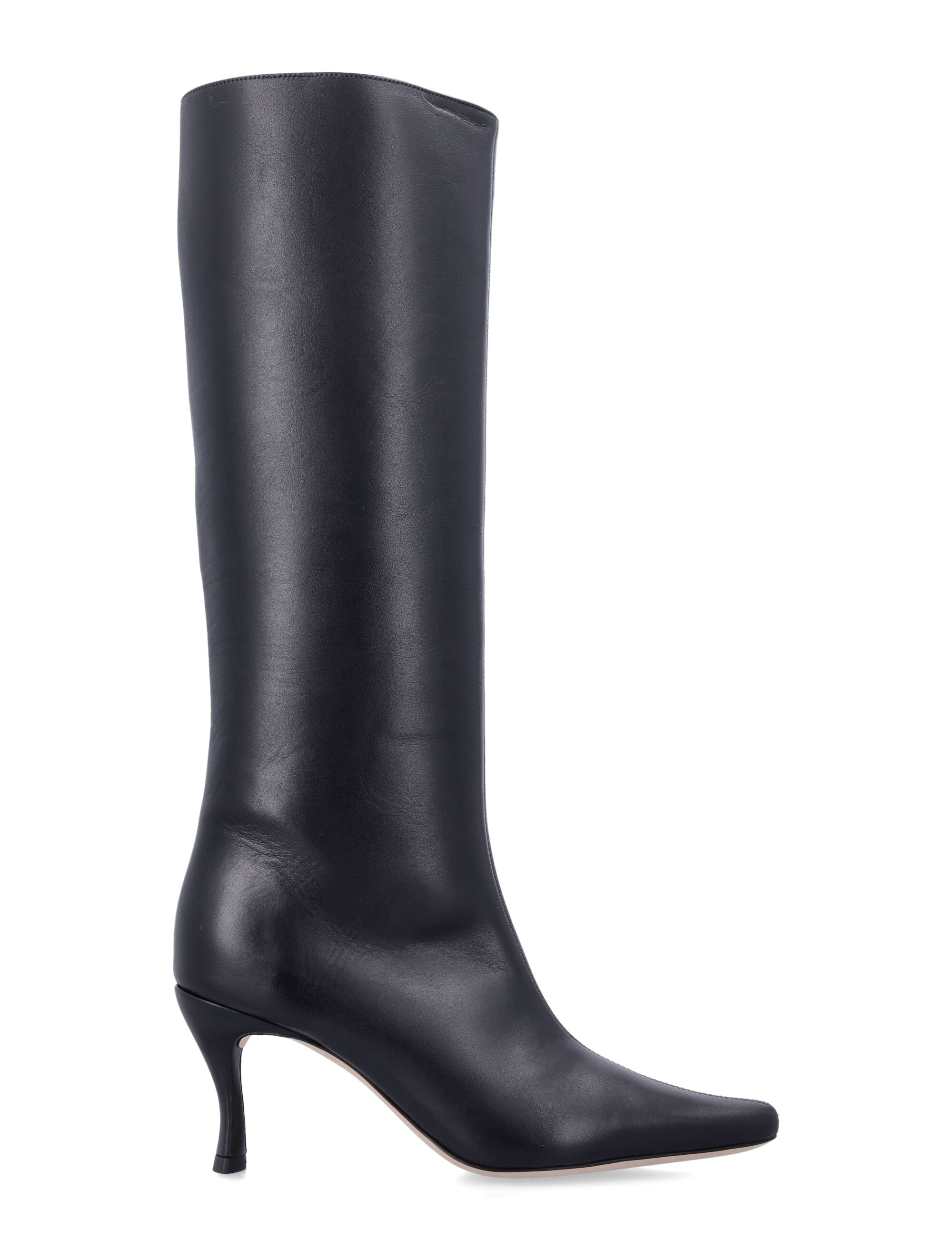 By Far Stevie 42 White Leather Boots Black