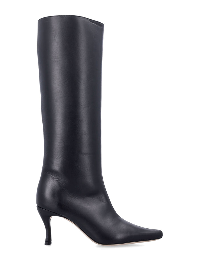 By Far Stevie 42 White Leather Boots Black