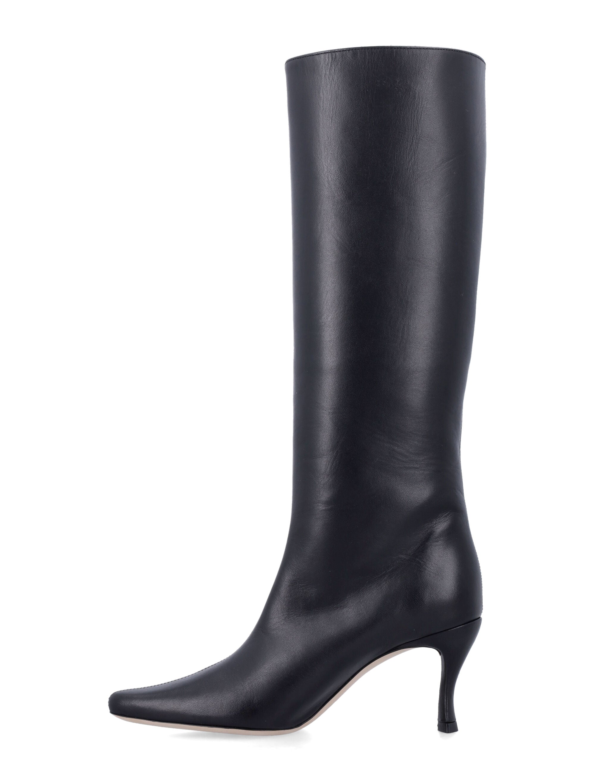 By Far Stevie 42 White Leather Boots Black