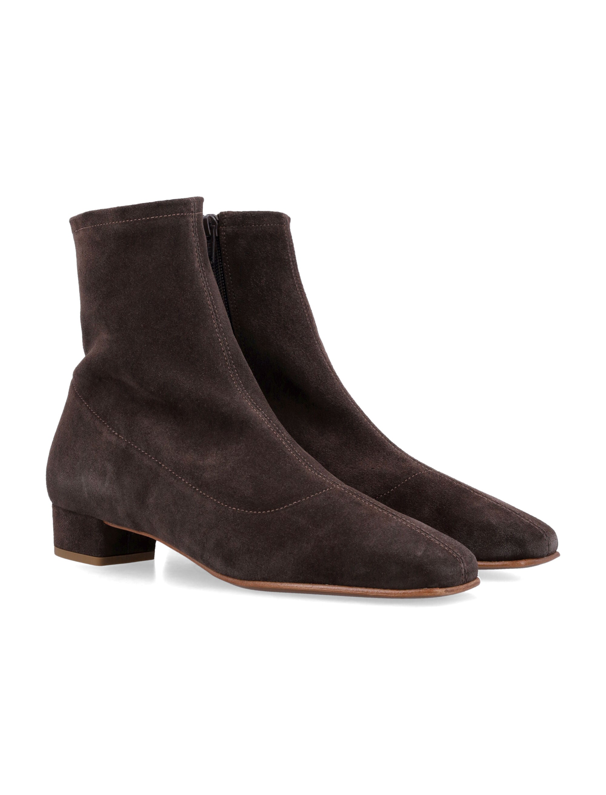 By Far Este Ristretto Brown Suede Ankle Boots Leather