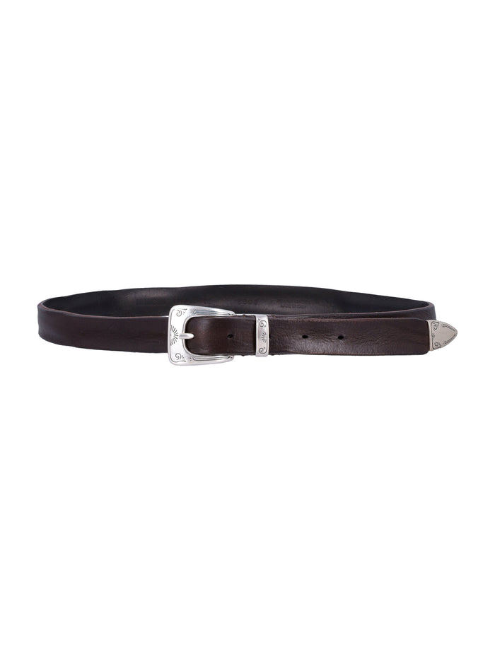 William leather belt Dark Brown