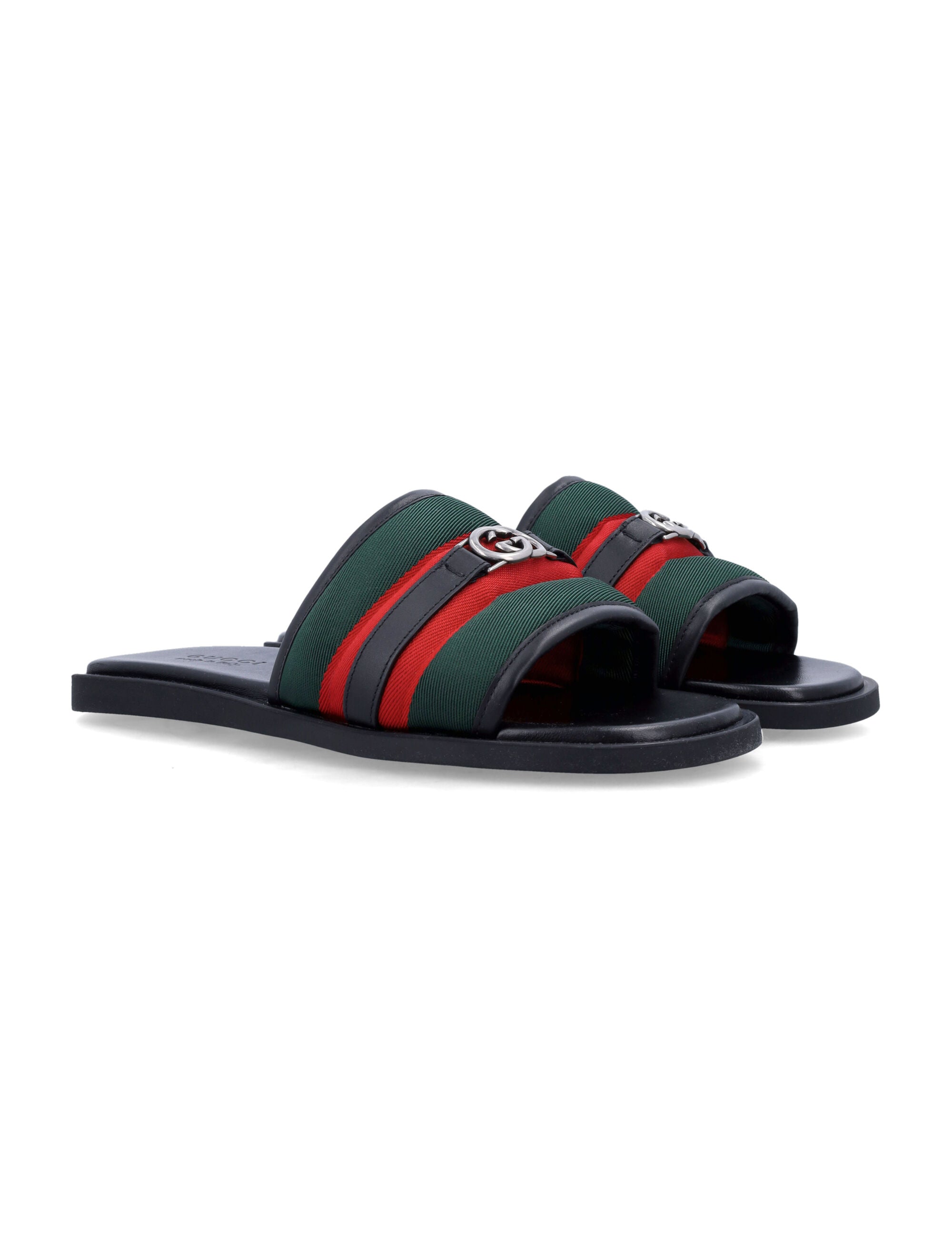 Interlocking G slide sandal Black Calf Skin Insert