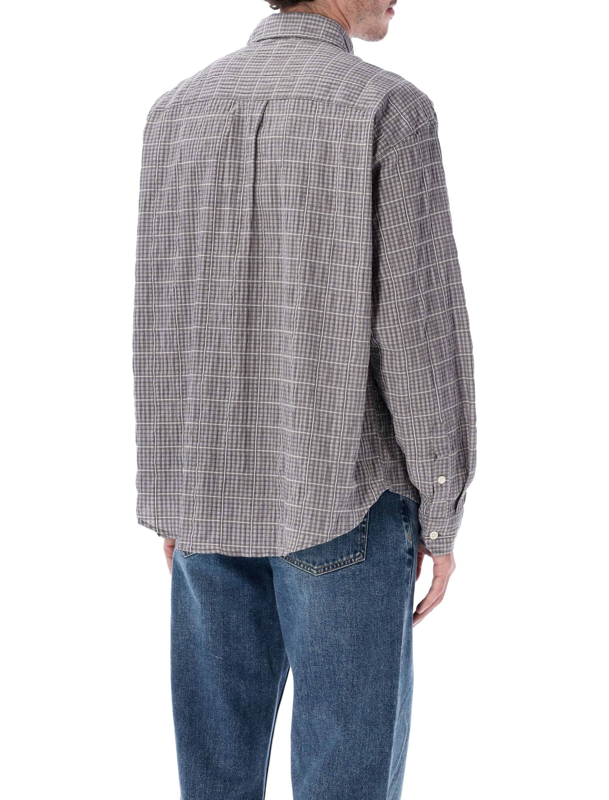 Mfpen Executive Shirt Grey Textured Check Cotton