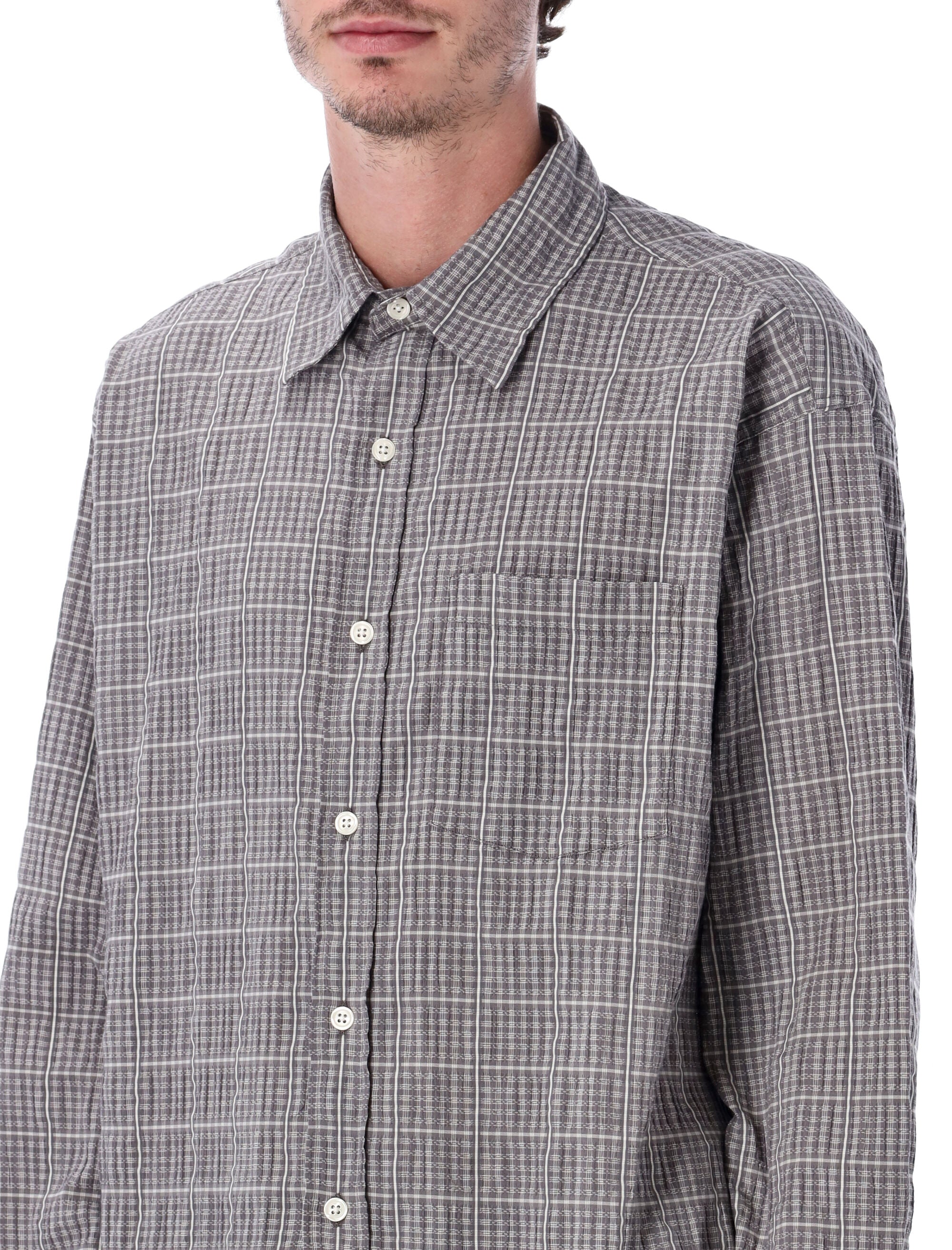 Mfpen Executive Shirt Grey Textured Check Cotton