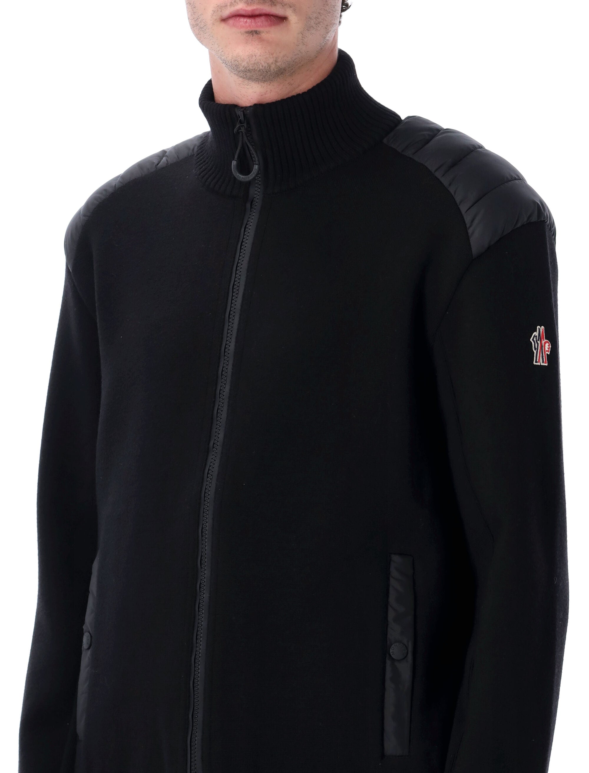 Moncler Grenoble padded wool zip-up cardigan Black Virgin