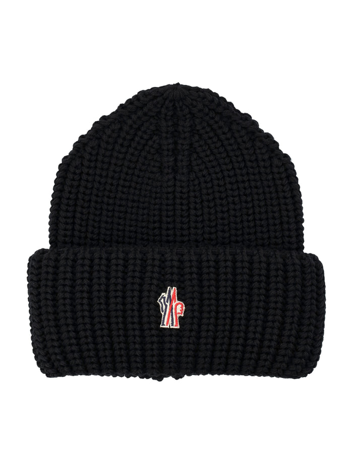 Moncler Grenoble wool beanie with logo Black Virgin Hat