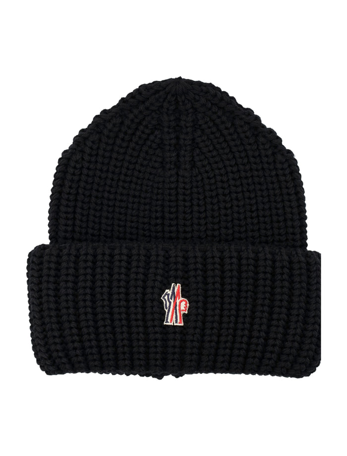 Moncler Grenoble wool beanie with logo Black Virgin Hat