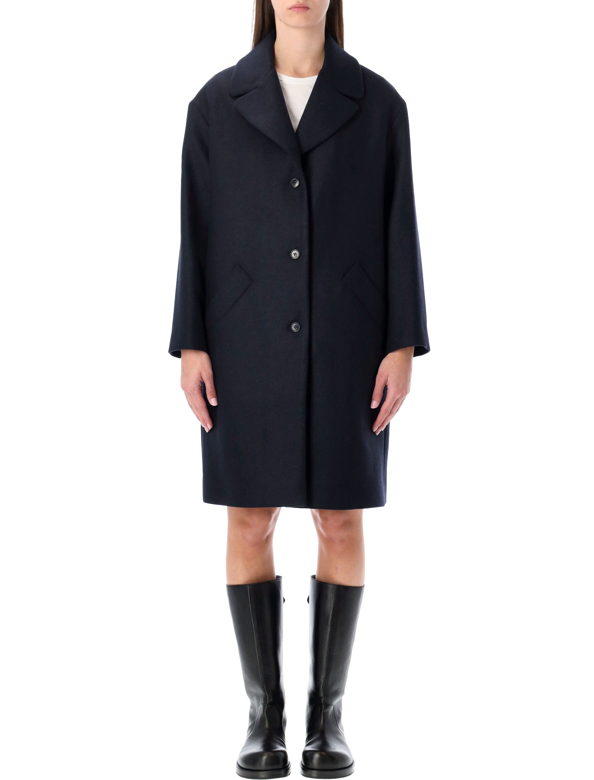A.P.C. Ninon navy wool coat Dark