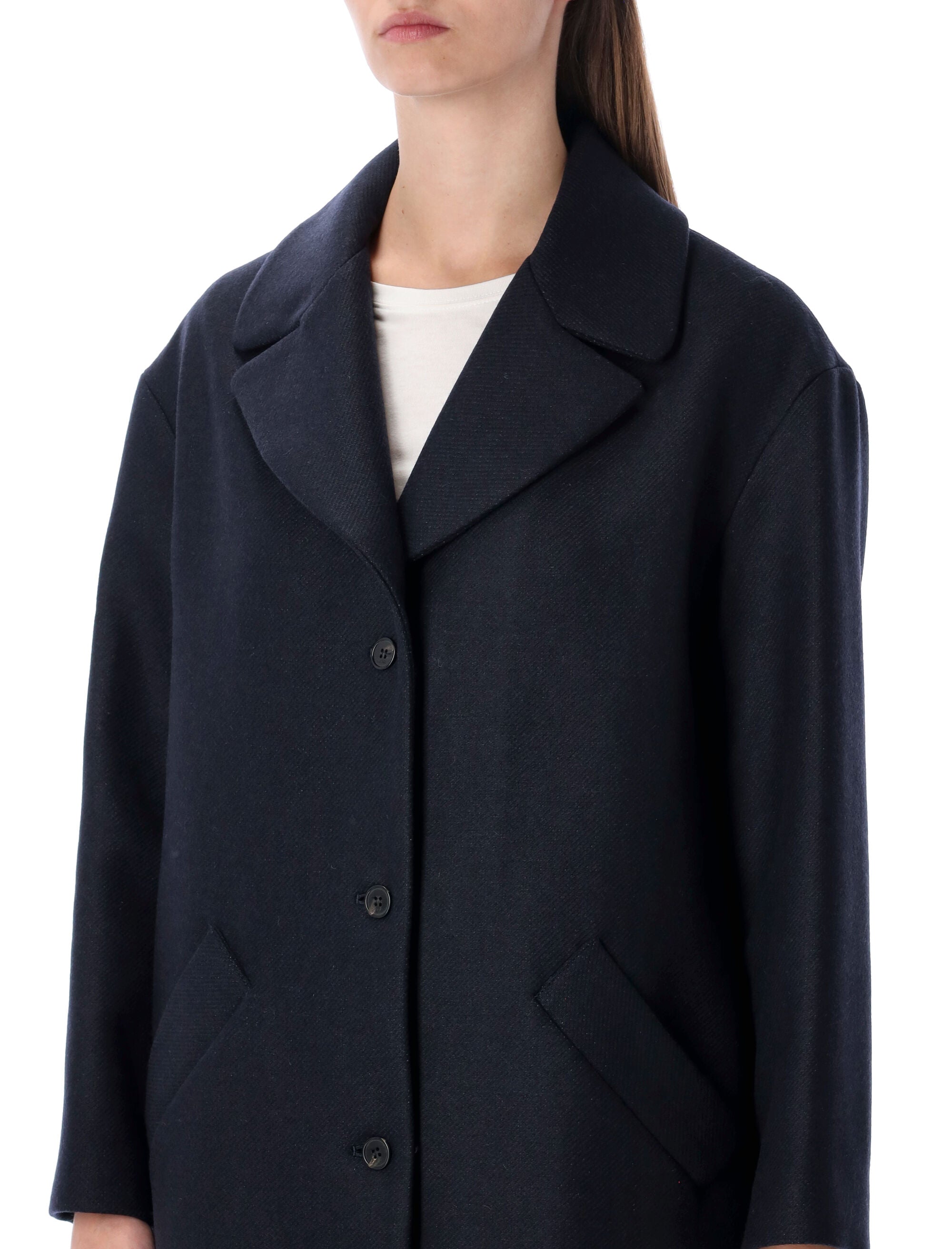A.P.C. Ninon navy wool coat Dark