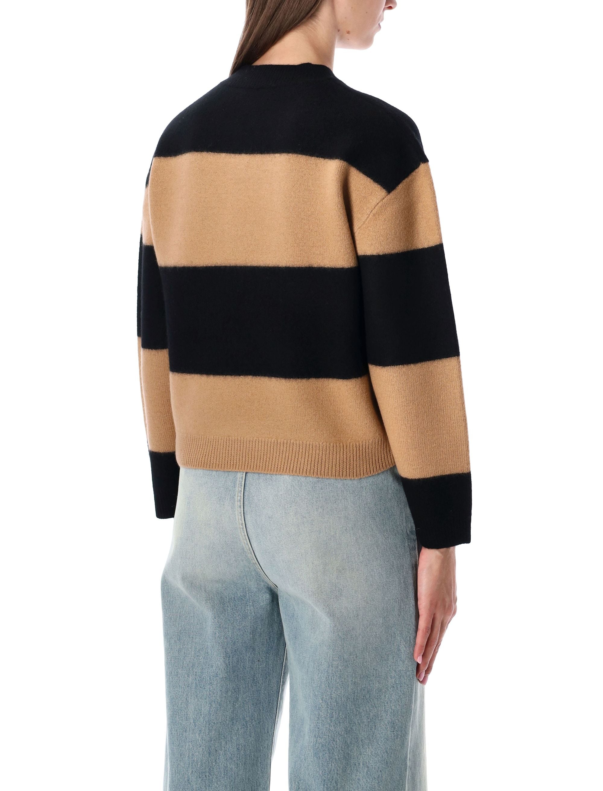 A.P.C. Penny Striped Sweater Camel Black Virgin Wool