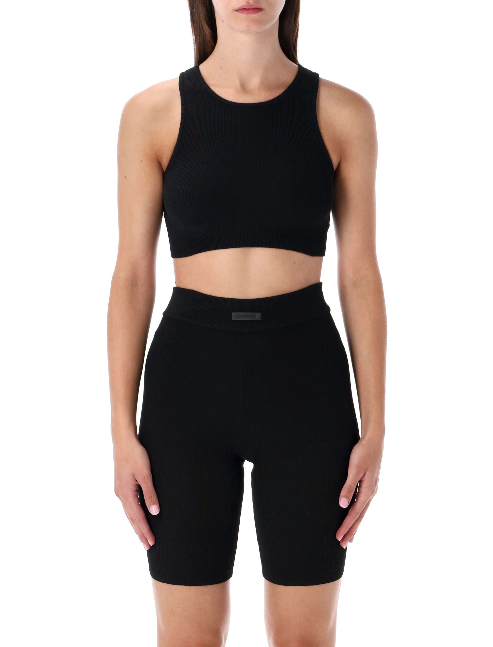 Black Fear of God Essentials Crop Top Jet Polyester