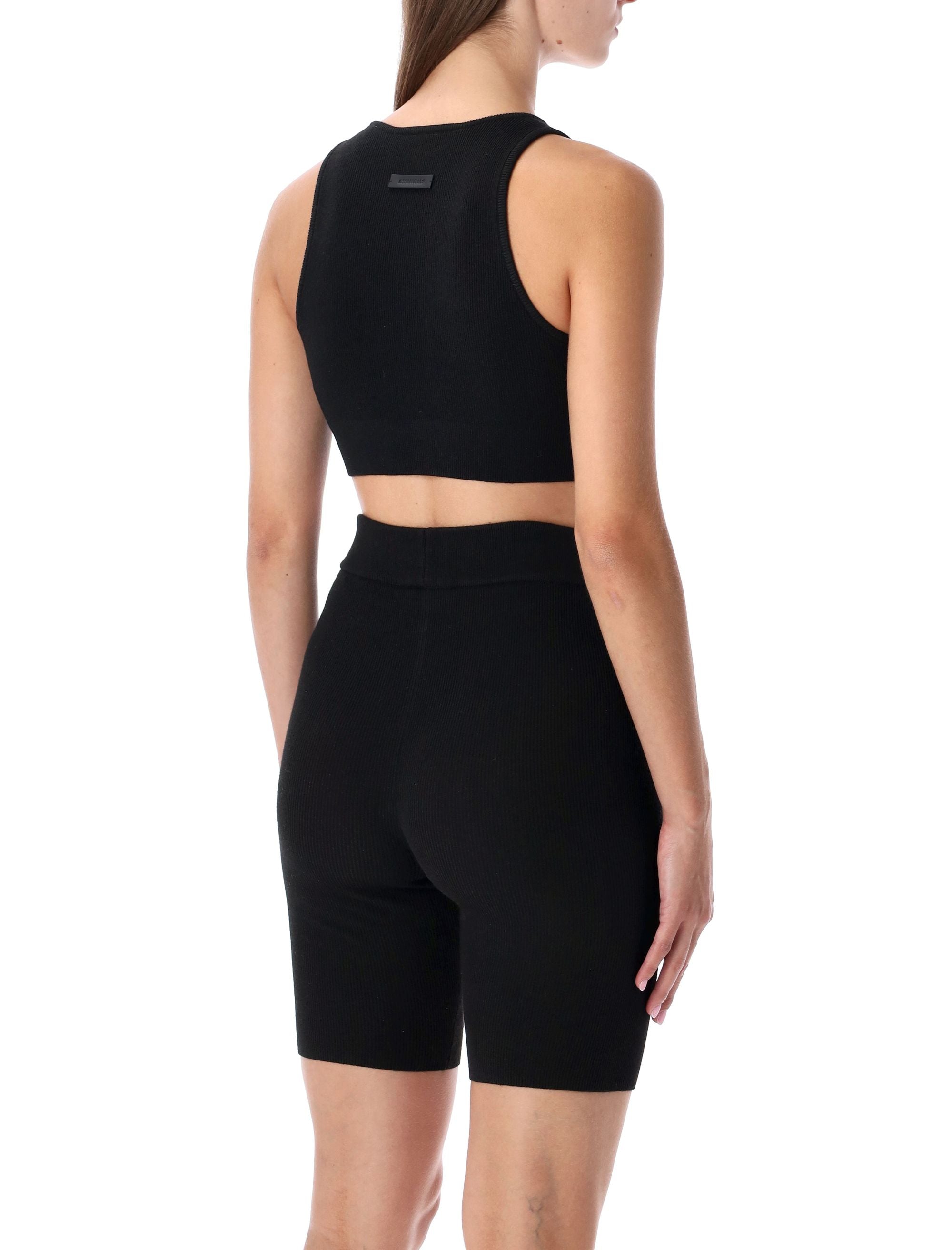 Black Fear of God Essentials Crop Top Jet Polyester