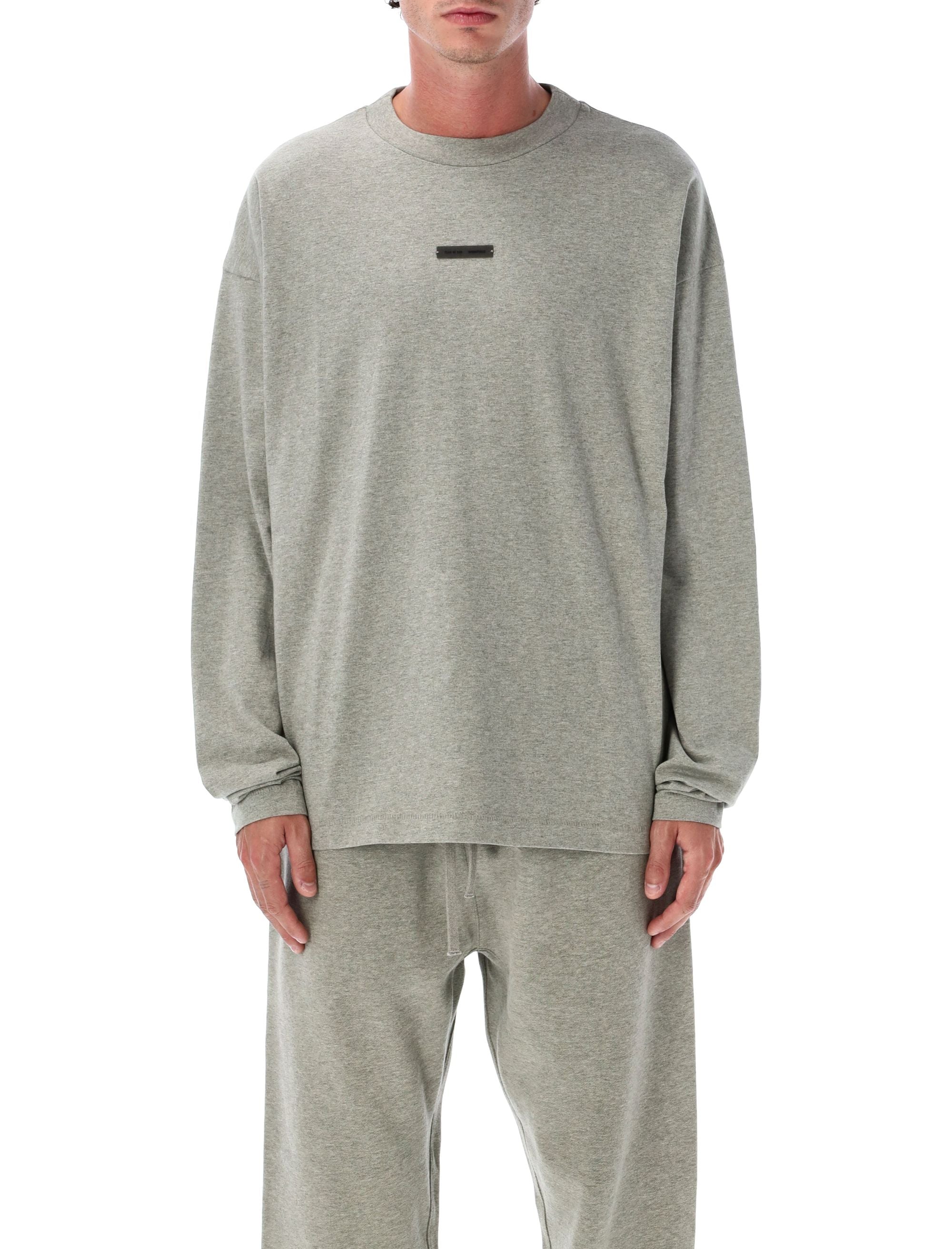 Essentials Fear Of God Classic Long Sleeve Tee Concrete Heater Heather Cotton T-shirt