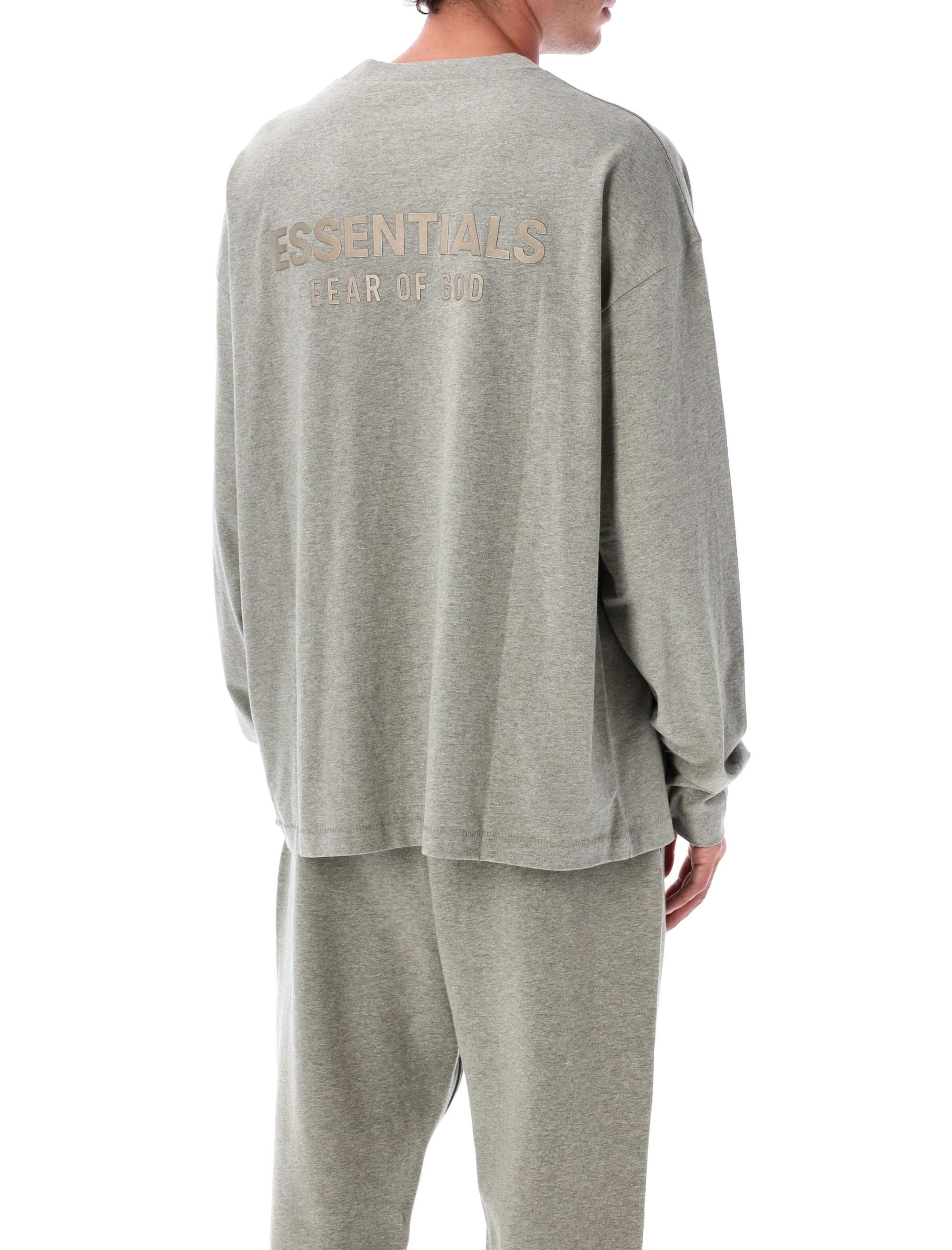 Essentials Fear Of God Classic Long Sleeve Tee Concrete Heater Heather Cotton T-shirt