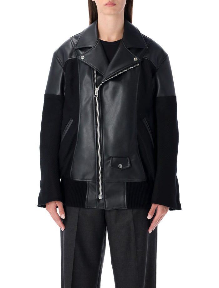 Junya Watanabe black eco-leather and wool jacket Synthetic Leather Surface