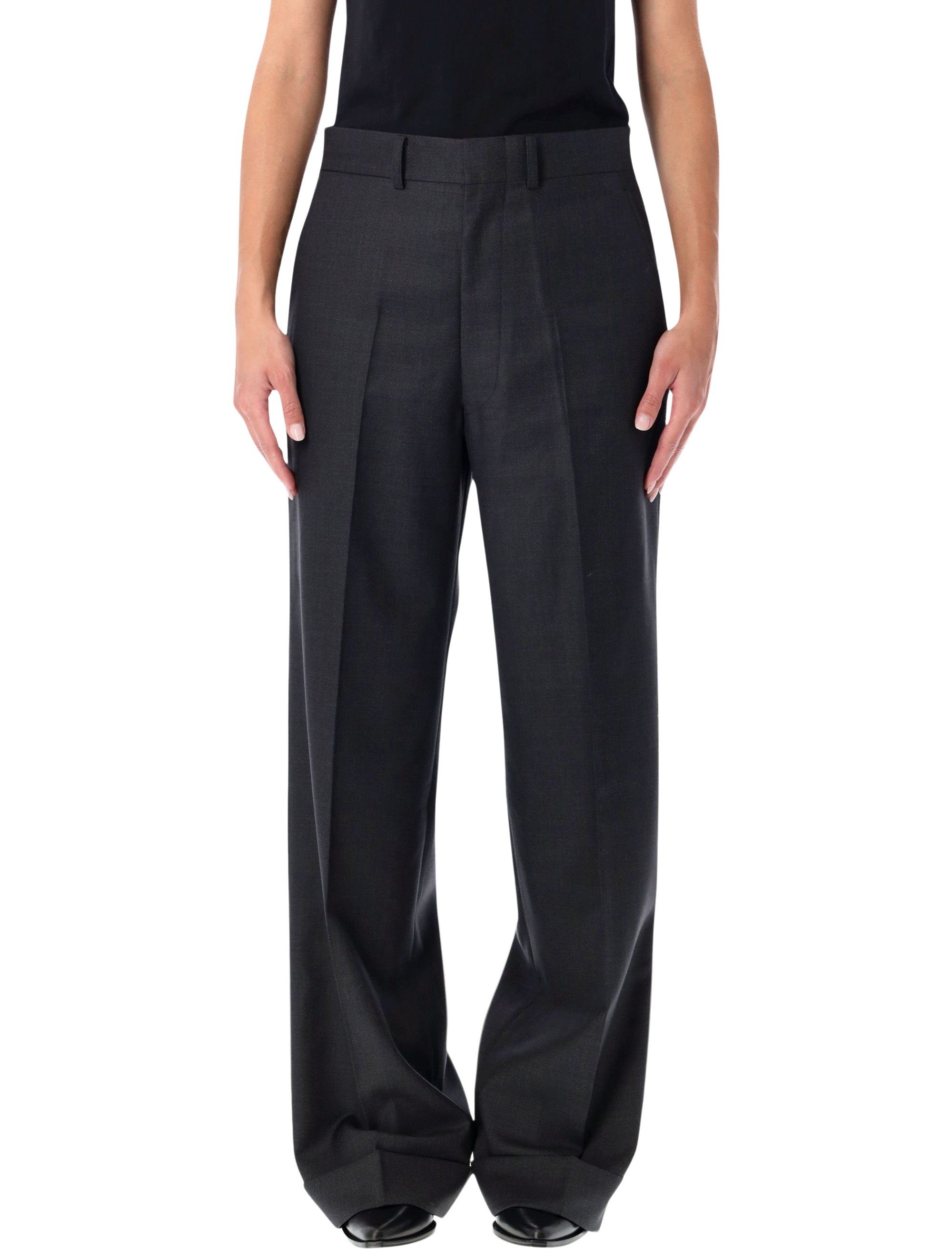 Junya Watanabe wool wide-leg pants Black Charcoal Lining